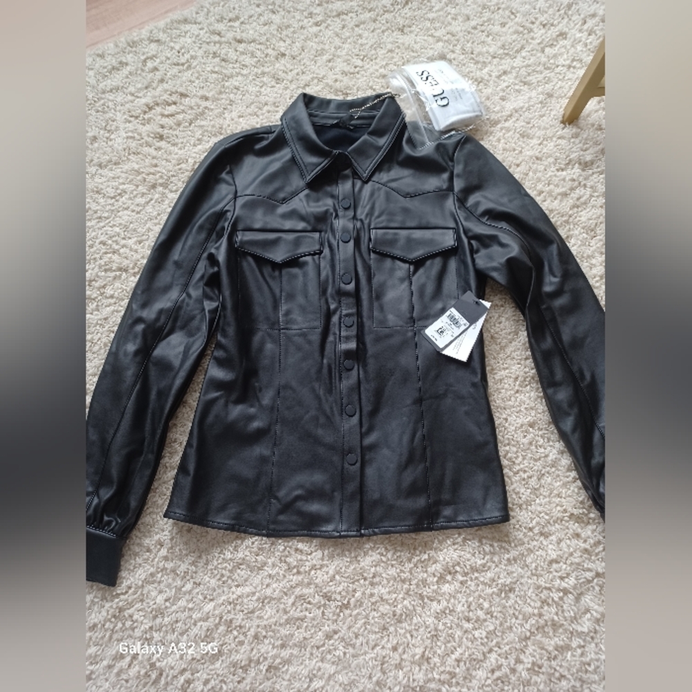 Guess women's leather black Jacket size M
